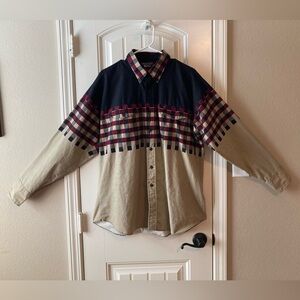 Vintage Panhandle Slim Color Block Checked Western Shirt Sz 17-17 1/2 XL